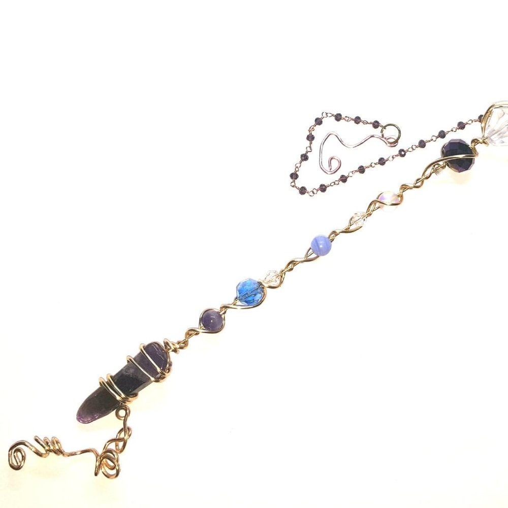 Amethyst Crystal Scepter Pendulum Sun-catcher